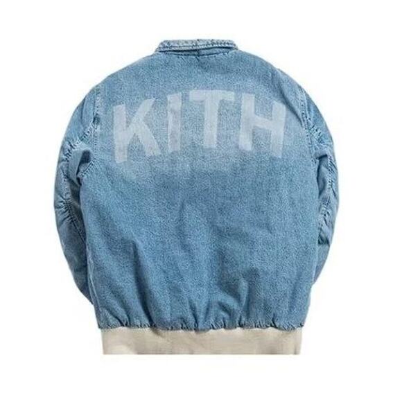 KITH Men's Denim Aviation Bomber Jacket Size L In Hosu 2.0 Wash - Picture 3 of 14